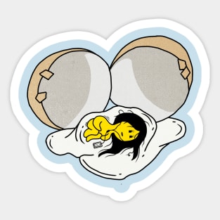 Cracked Lazy Egg Sticker